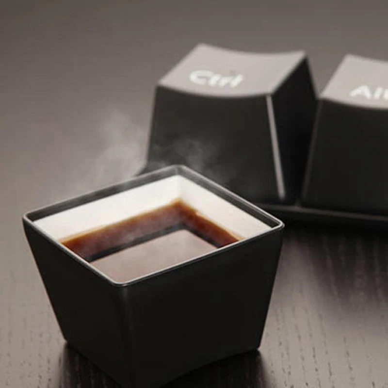 3Pcs Set Creative Keyboard Tea Cup Office Coffee Cups Black Color Ctrl Del Alt Keys Mugs Promotion Gifts Trade Shows