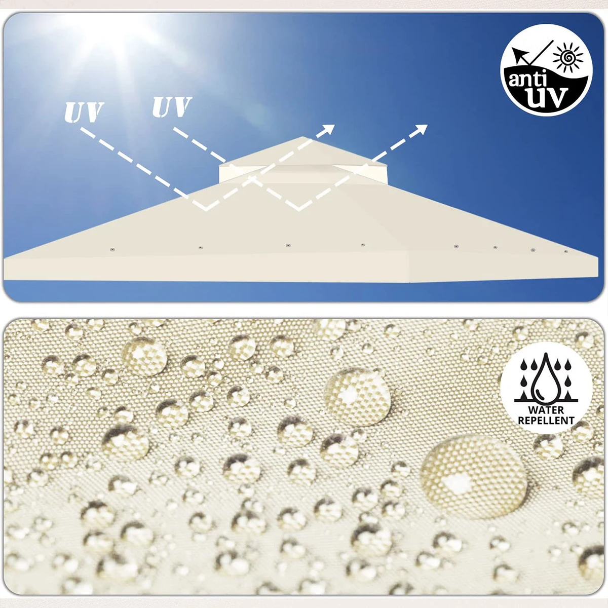 3x3M Garden Gazebo Top Cover Canopy Replacement Top Canopy Cover 2 Tier Outdoor Patio Garden Tent Roof Top for Patio