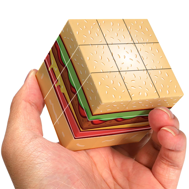 3x3x3 Magic Cube UV Color Printed Hamburger Relax Puzzle, Professional Smooth, Birthday gift/Christmas gift