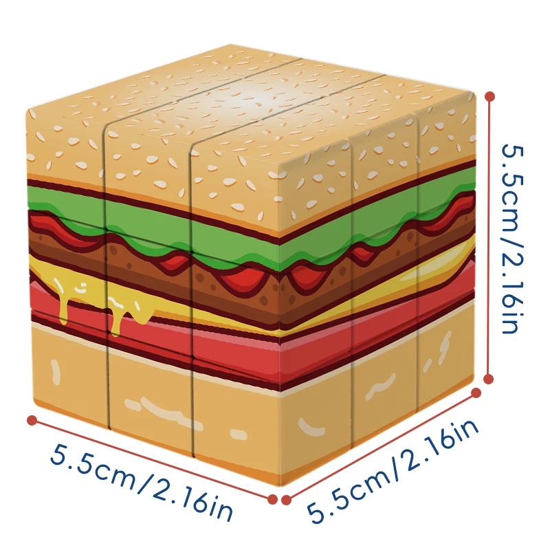 3x3x3 Magic Cube UV Color Printed Hamburger Relax Puzzle, Professional Smooth, Birthday gift/Christmas gift 3x3x3 Magic Cube UV Color Printed Hamburger Relax Puzzle, Professional Smooth, Birthday gift/Christmas gift