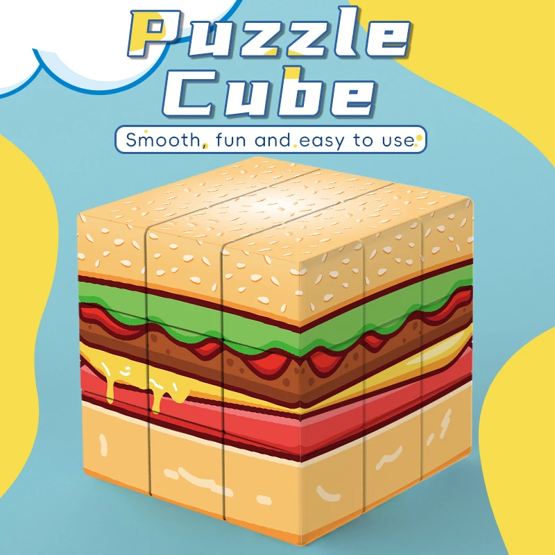 3x3x3 Magic Cube UV Color Printed Hamburger Relax Puzzle, Professional Smooth, Birthday gift/Christmas gift 3x3x3 Magic Cube UV Color Printed Hamburger Relax Puzzle, Professional Smooth, Birthday gift/Christmas gift