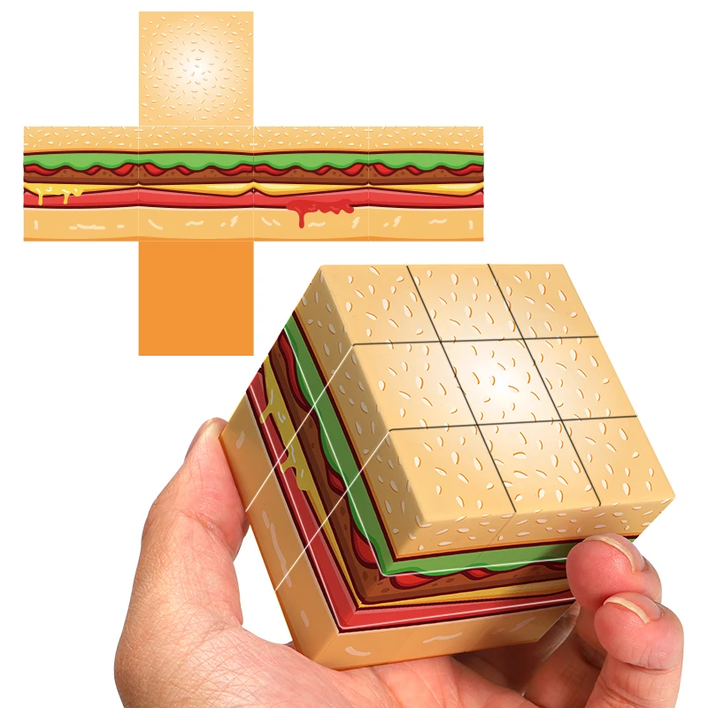 3x3x3 Magic Cube UV Color Printed Hamburger Relax Puzzle, Professional Smooth, Birthday gift/Christmas gift 3x3x3 Magic Cube UV Color Printed Hamburger Relax Puzzle, Professional Smooth, Birthday gift/Christmas gift