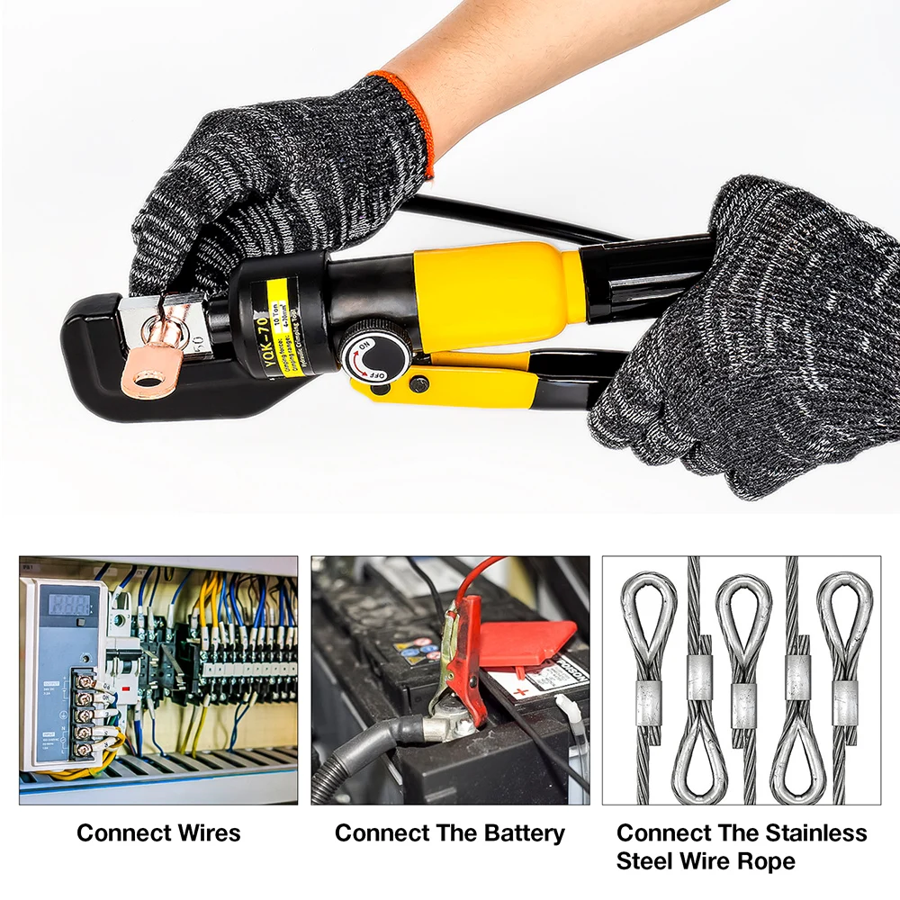 4-70m㎡ Home Hydraulic Pliers Pressure 10T Hydraulic Crimping Tools DIY Cable Terminal Wiring Pliers, Cordless Crimping