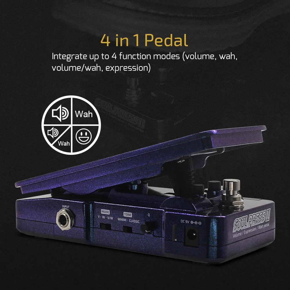 4 in 1 Effects Pedal Switchable Volume or Wah or Volume/Wah or Expression Active Passive Effects Pedal Analog Circuit 4 in 1 Effects Pedal Switchable Volume or Wah or Volume/Wah or Expression Active Passive Effects Pedal Analog Circuit