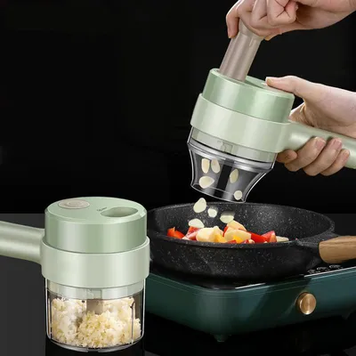 4-In-1 Handheld Electric Vegetable Cutter Wireless Electric Garlic Masher Set Food Chopper Meat Grinder Machine Peel