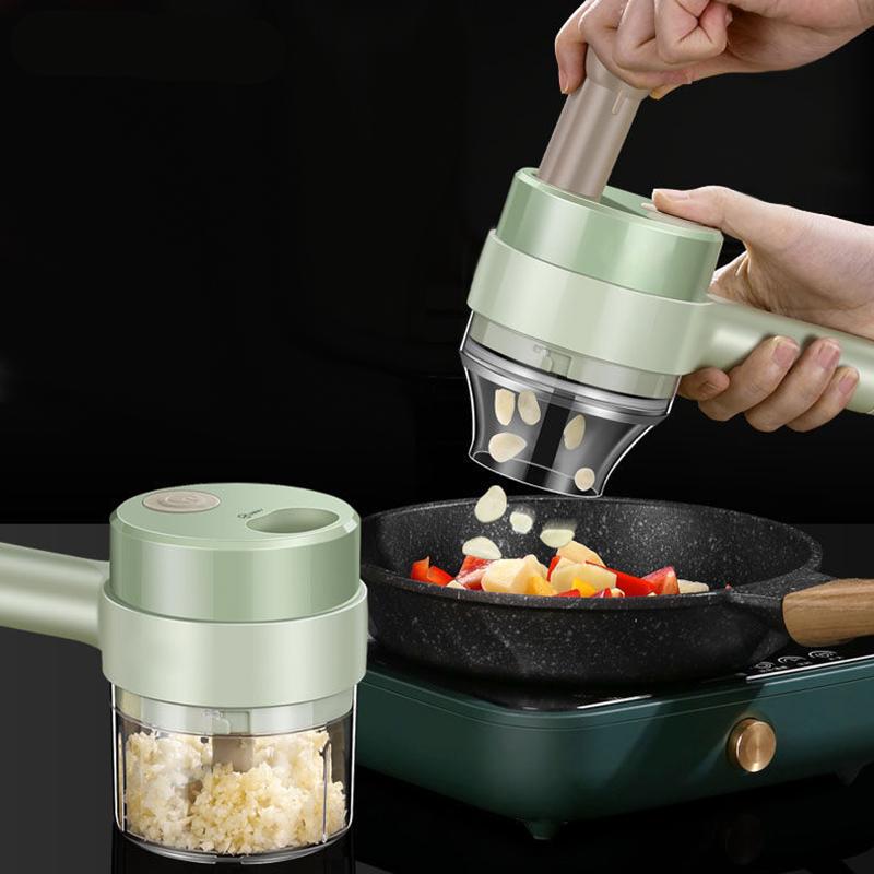 4-In-1 Handheld Electric Vegetable Cutter Wireless Electric Garlic Masher Set Food Chopper Meat Grinder Machine Peel