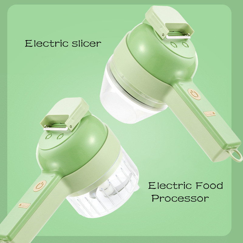 4-In-1 Handheld Electric Vegetable Cutter Wireless Electric Garlic Masher Set Food Chopper Meat Grinder Machine Peel