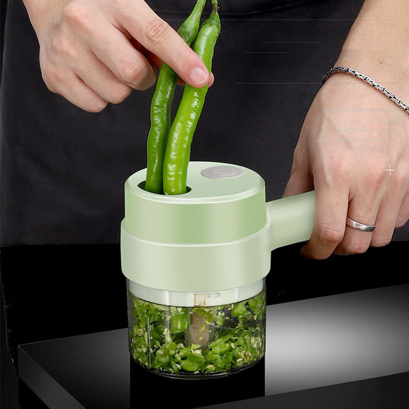 4-In-1 Handheld Electric Vegetable Cutter Wireless Electric Garlic Masher Set Food Chopper Meat Grinder Machine Peel