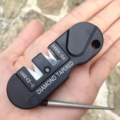 4-in-1 Portable Tungsten Ceramic Carbide Knife Whetstone Sharpener Sharpen Fish Hook Pocket Diamond Tool Camp Hike