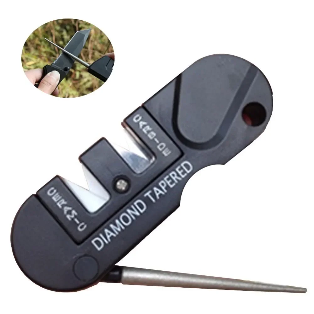 4-in-1 Portable Tungsten Ceramic Carbide Knife Whetstone Sharpener Sharpen Fish Hook Pocket Diamond Tool Camp Hike