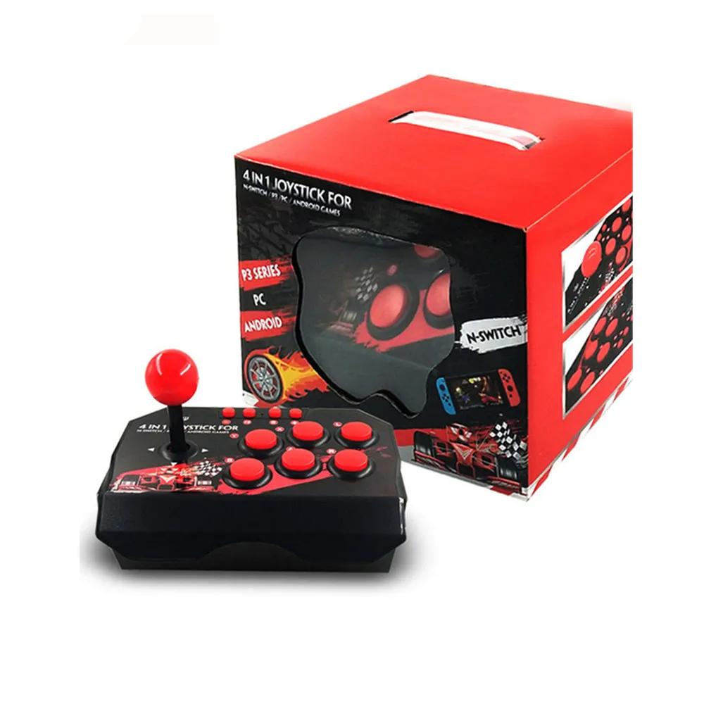 4 in 1 Retro Arcade Station Fighting Stick Game Joystick Controller USB Wired Rocker for PS/Switch/PC/Android Games