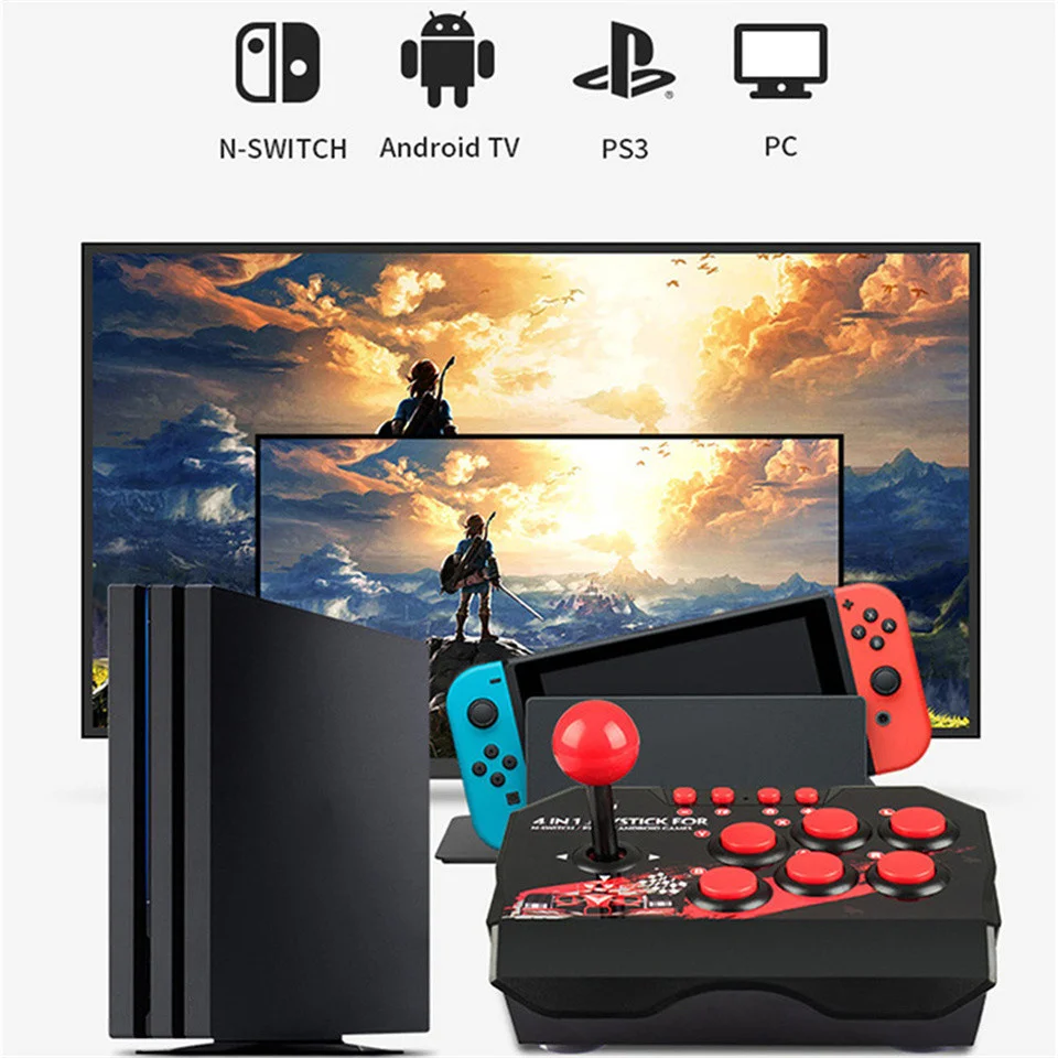 4 in 1 Retro Arcade Station Fighting Stick Game Joystick Controller USB Wired Rocker for PS/Switch/PC/Android Games 4 in 1 Retro Arcade Station Fighting Stick Game Joystick Controller USB Wired Rocker for PS/Switch/PC/Android Games