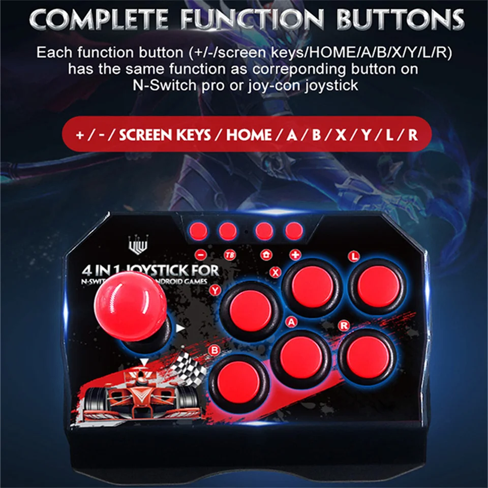 4 in 1 Retro Arcade Station Fighting Stick Game Joystick Controller USB Wired Rocker for PS/Switch/PC/Android Games 4 in 1 Retro Arcade Station Fighting Stick Game Joystick Controller USB Wired Rocker for PS/Switch/PC/Android Games