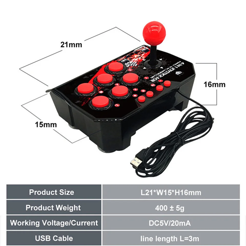 4 in 1 Retro Arcade Station Fighting Stick Game Joystick Controller USB Wired Rocker for PS/Switch/PC/Android Games 4 in 1 Retro Arcade Station Fighting Stick Game Joystick Controller USB Wired Rocker for PS/Switch/PC/Android Games