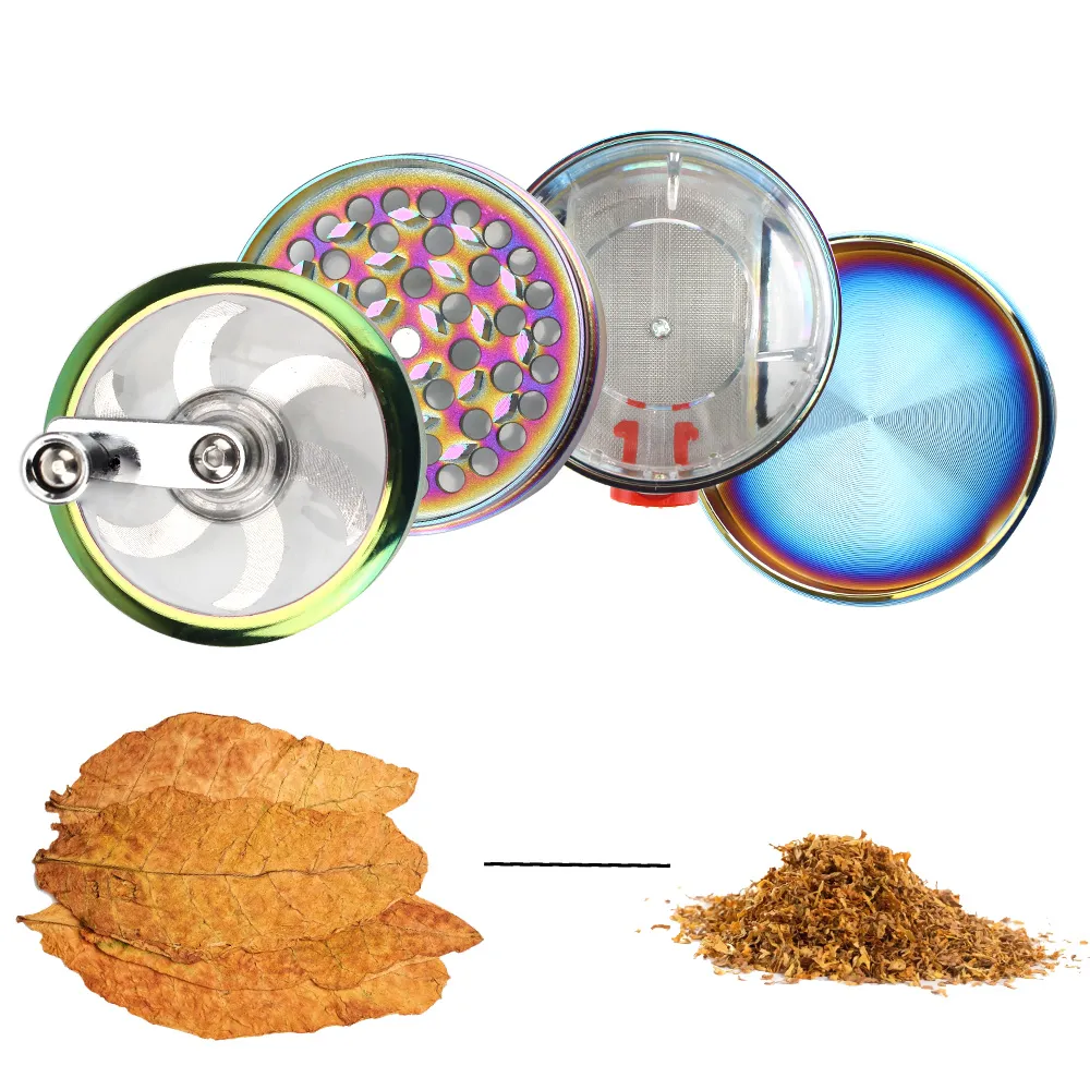 4 Layers Herb Grinder Hand Cranked Clear Top Grinder Smoke Crusher Crusher Crank Pollinator With Drawer Spice Grinder