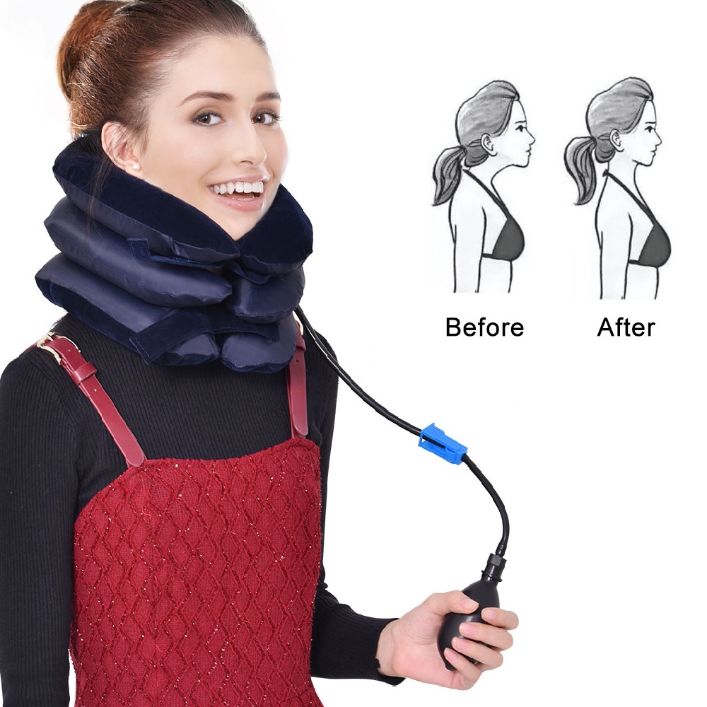 4 Layers Inflatable Air Cervical Neck Traction Device Soft Neck Collar Pillow Pain Stress Relief Neck Posture 4 Layers Inflatable Air Cervical Neck Traction Device Soft Neck Collar Pillow Pain Stress Relief Neck Posture
