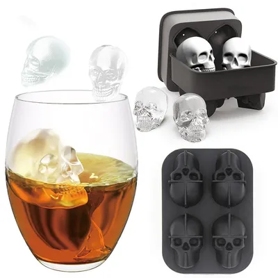 4 Slot Silicone Skull Ice Cube Mold