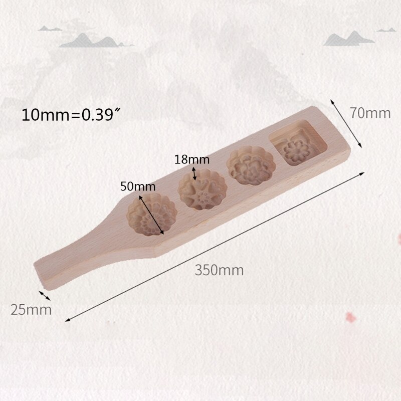 4 Slots Wooden Mooncake Mold
