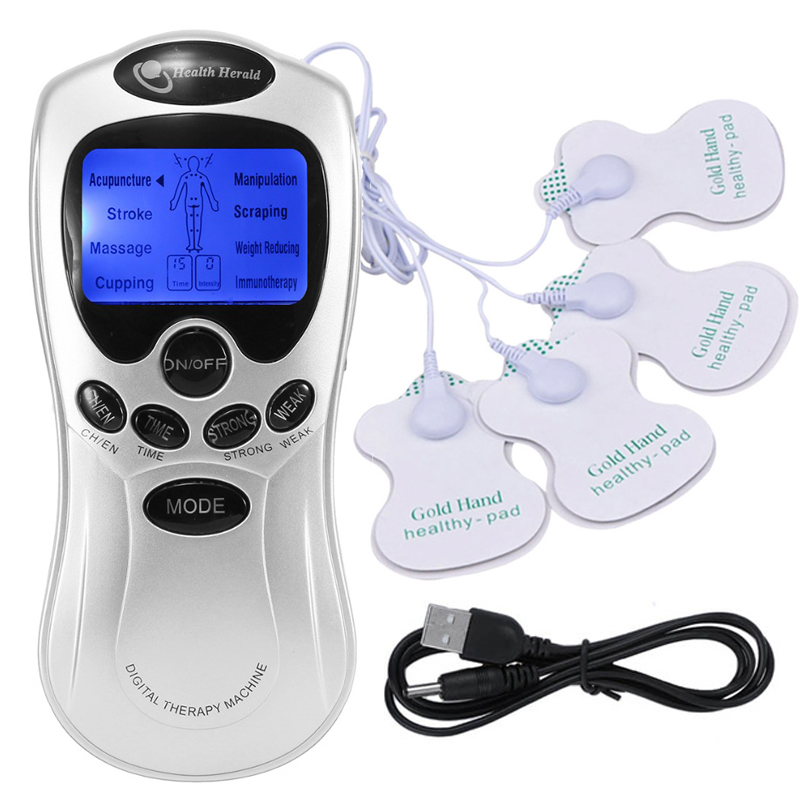 4 ways Electrode Pads Electric Tens Massage Machine Acupunture Digital Therapy Pulse Stimulator Body Slimming Neck 4 ways Electrode Pads Electric Tens Massage Machine Acupunture Digital Therapy Pulse Stimulator Body Slimming Neck