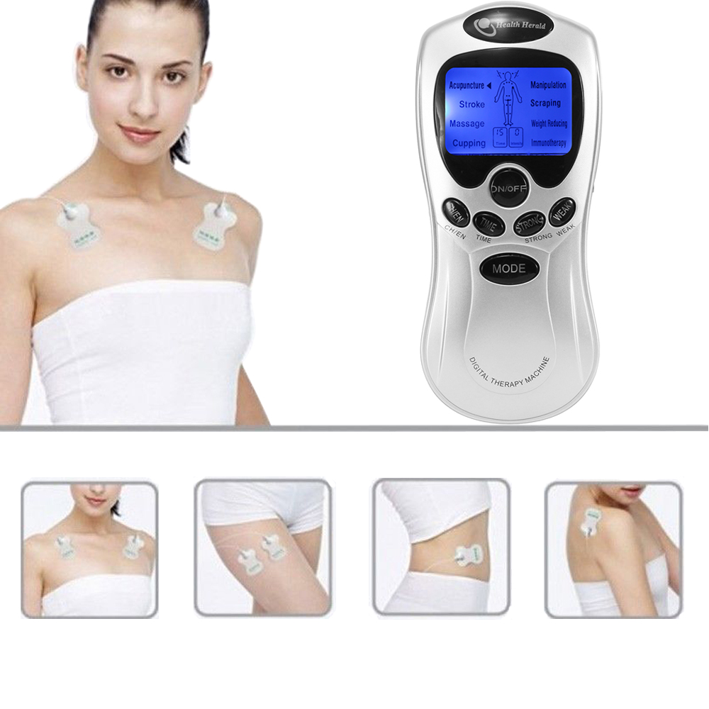 4 ways Electrode Pads Electric Tens Massage Machine Acupunture Digital Therapy Pulse Stimulator Body Slimming Neck 4 ways Electrode Pads Electric Tens Massage Machine Acupunture Digital Therapy Pulse Stimulator Body Slimming Neck