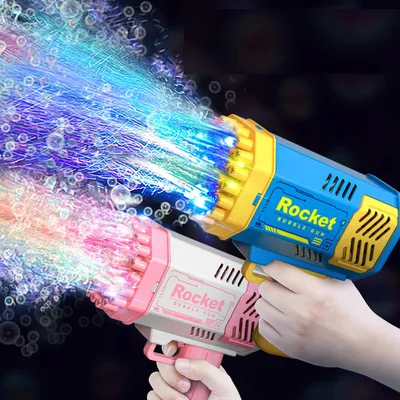 40 Holes Rocket Launcher Handheld Portable Electric Automatic Bubble Gun LED Light
