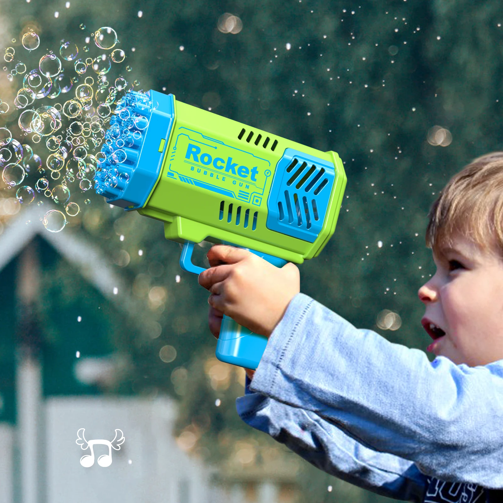 40 Holes Rocket Launcher Handheld Portable Electric Automatic Bubble Gun LED Light