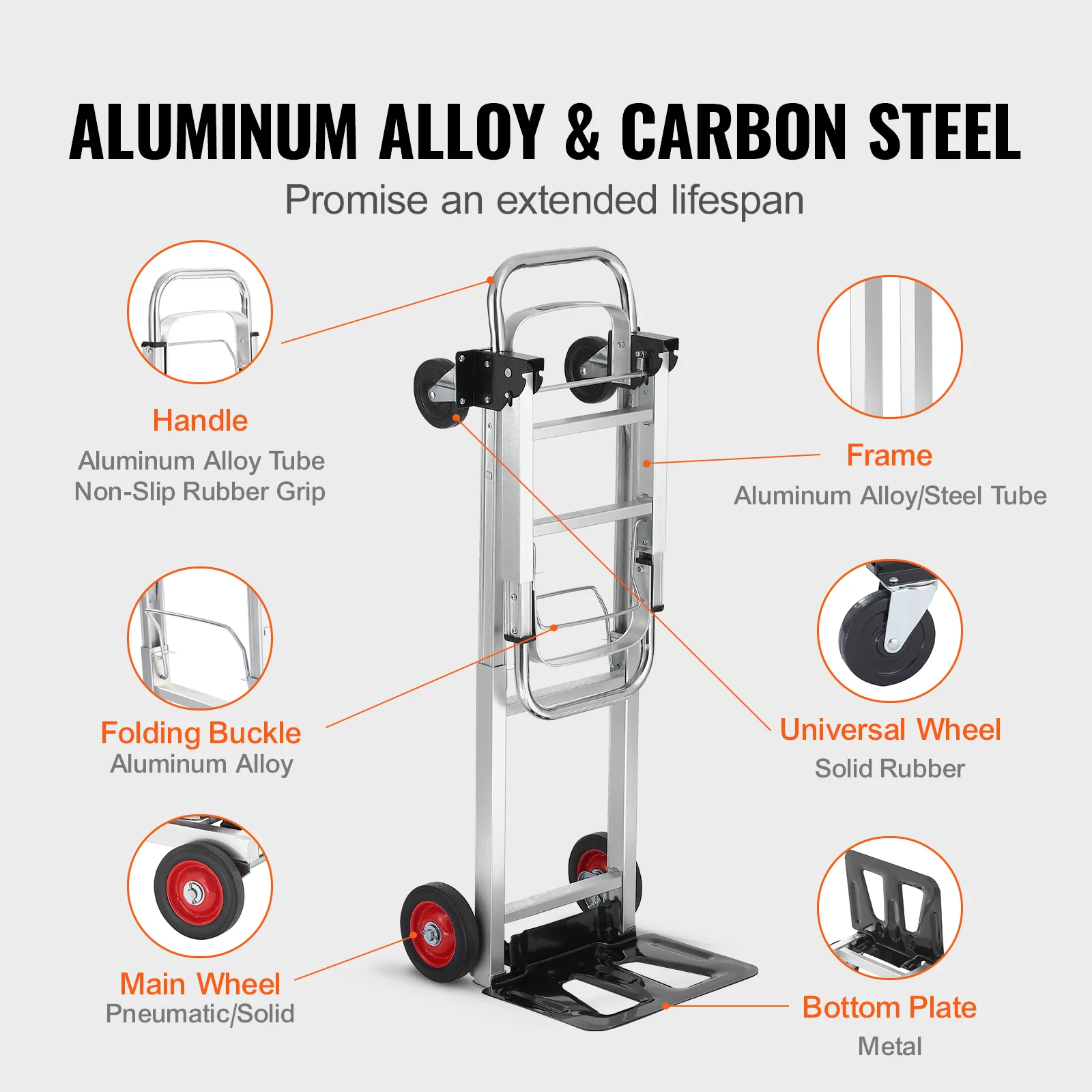 400 lbs Folding Hand Truck Lightweight Dolly with Wheels Foldable Luggage Utility Cart for Warehouse Transport Moving