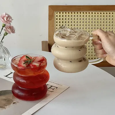 400ml Clear Heat Resistant Glass Coffee Mug Glass Latte Cup Milk Water Cocktail Glass Cup Dropshipping Small Niche