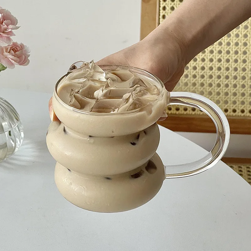 400ml Clear Heat Resistant Glass Coffee Mug Glass Latte Cup Milk Water Cocktail Glass Cup Dropshipping Small Niche