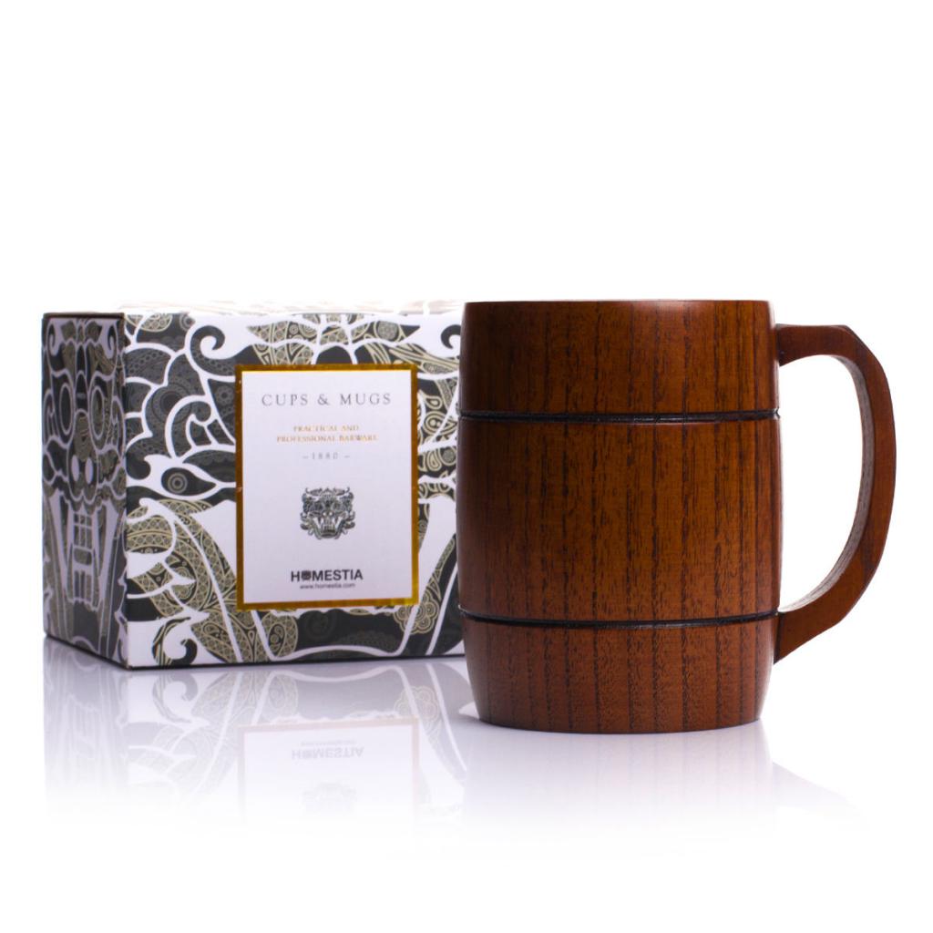 400ml Oak Wood Barrel Mug