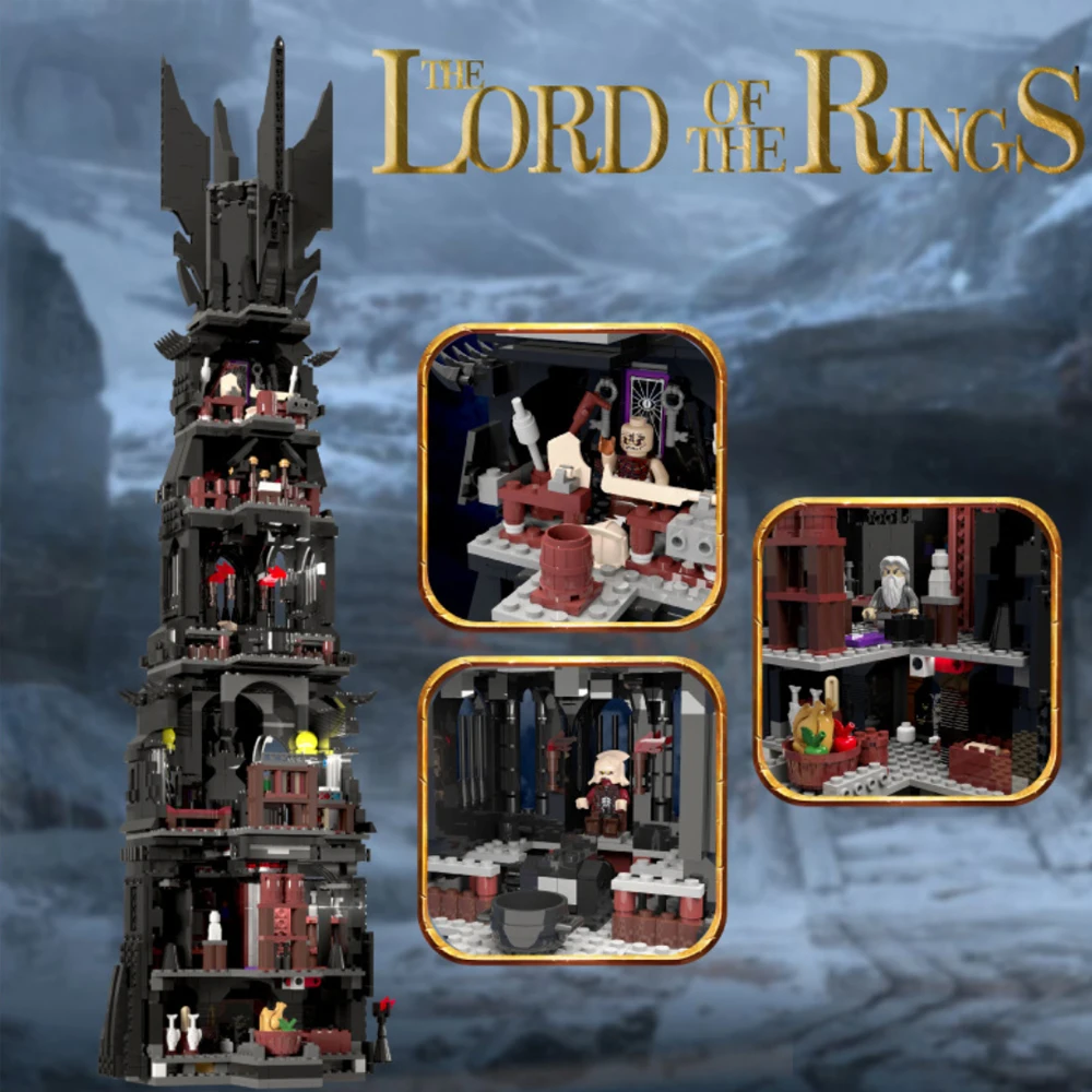4059Pcs MOC Magical Rings Moc Building Block Creativity Movie Series Orthanc Tower Architecture Model Street View Toy