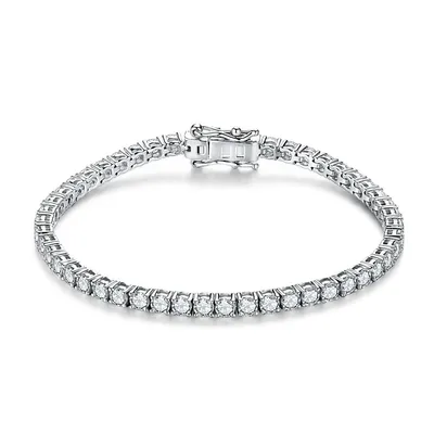 4.0mm 5.0mm D Color Pass Diamond Tester GRC Round Cut White Gold Plated 925 Silver Moissanite Tennis Bracelet for Women 4.0mm 5.0mm D Color Pass Diamond Tester GRC Round Cut White Gold Plated 925 Silver Moissanite Tennis Bracelet for Women