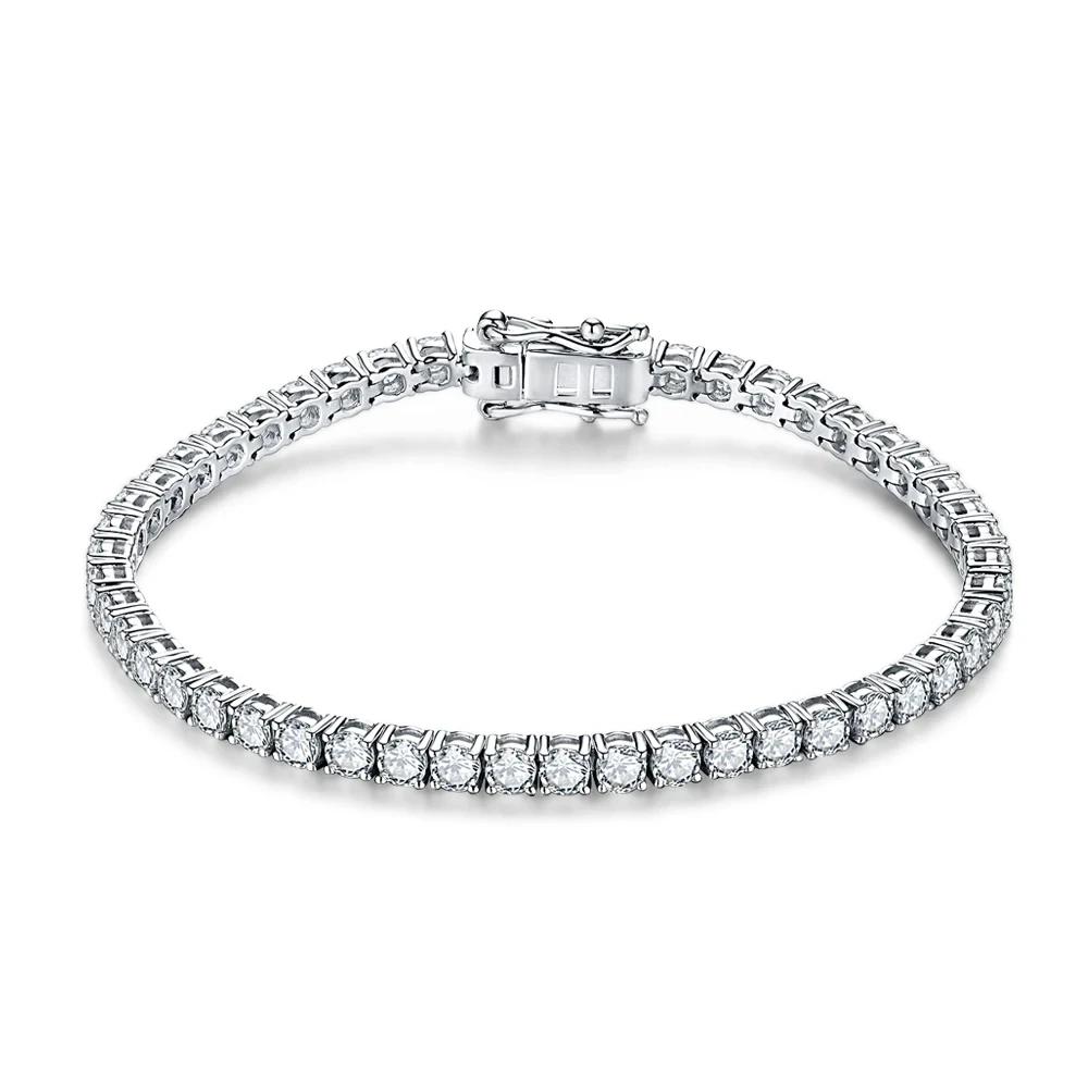 4.0mm 5.0mm D Color Pass Diamond Tester GRC Round Cut White Gold Plated 925 Silver Moissanite Tennis Bracelet for Women 4.0mm 5.0mm D Color Pass Diamond Tester GRC Round Cut White Gold Plated 925 Silver Moissanite Tennis Bracelet for Women