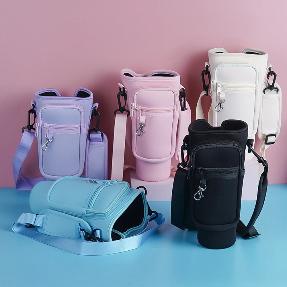 40oz Neoprene Water Bottle Carrier Bag For Stanley Quencher Cup Sleeve with Adjustable Shoulder Strap Water Bottle