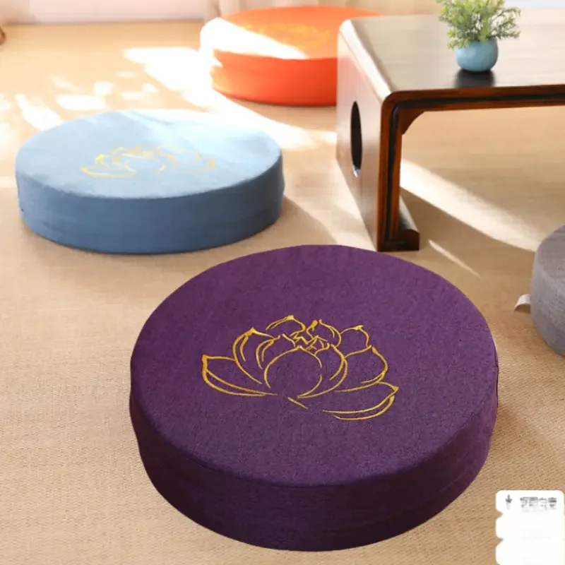 40X6CM Yoga Meditation Linen Cushion Hard Lotus Texture Meditation Cushion Backrest Pillow Tatami Mat Removable Washable