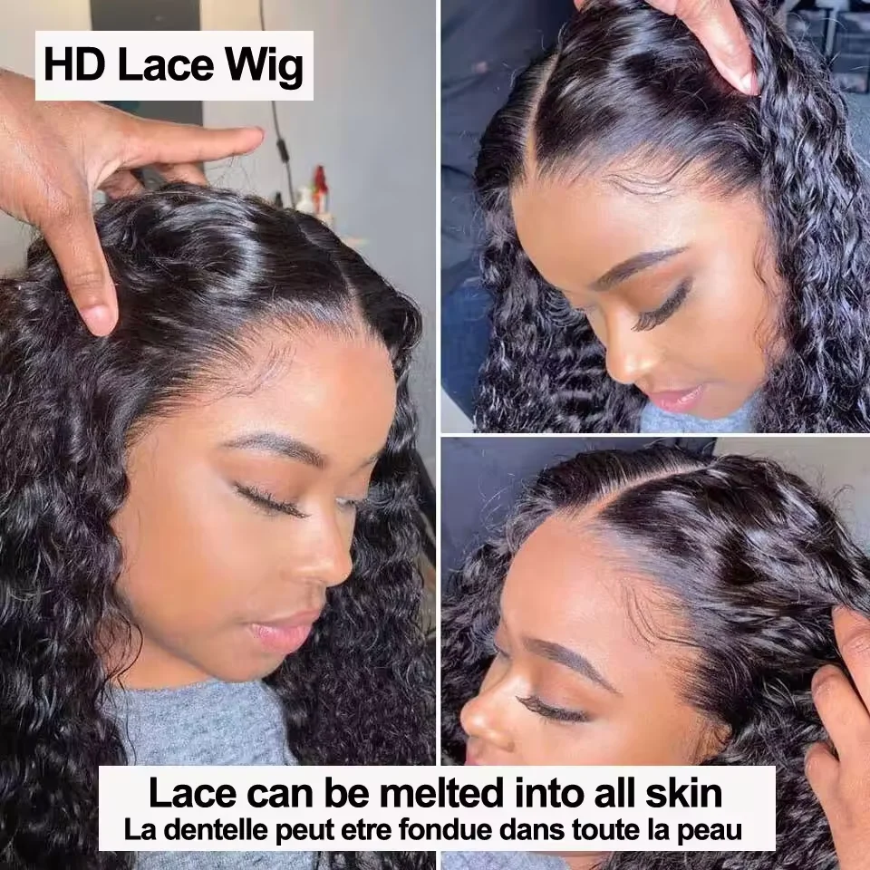 42 40 30Inch 300 Density 13×6 Hd Lace Frontal Wig Water Deep Wave Human Hair Wigs 100% Lace Curly Wigs For Black Women