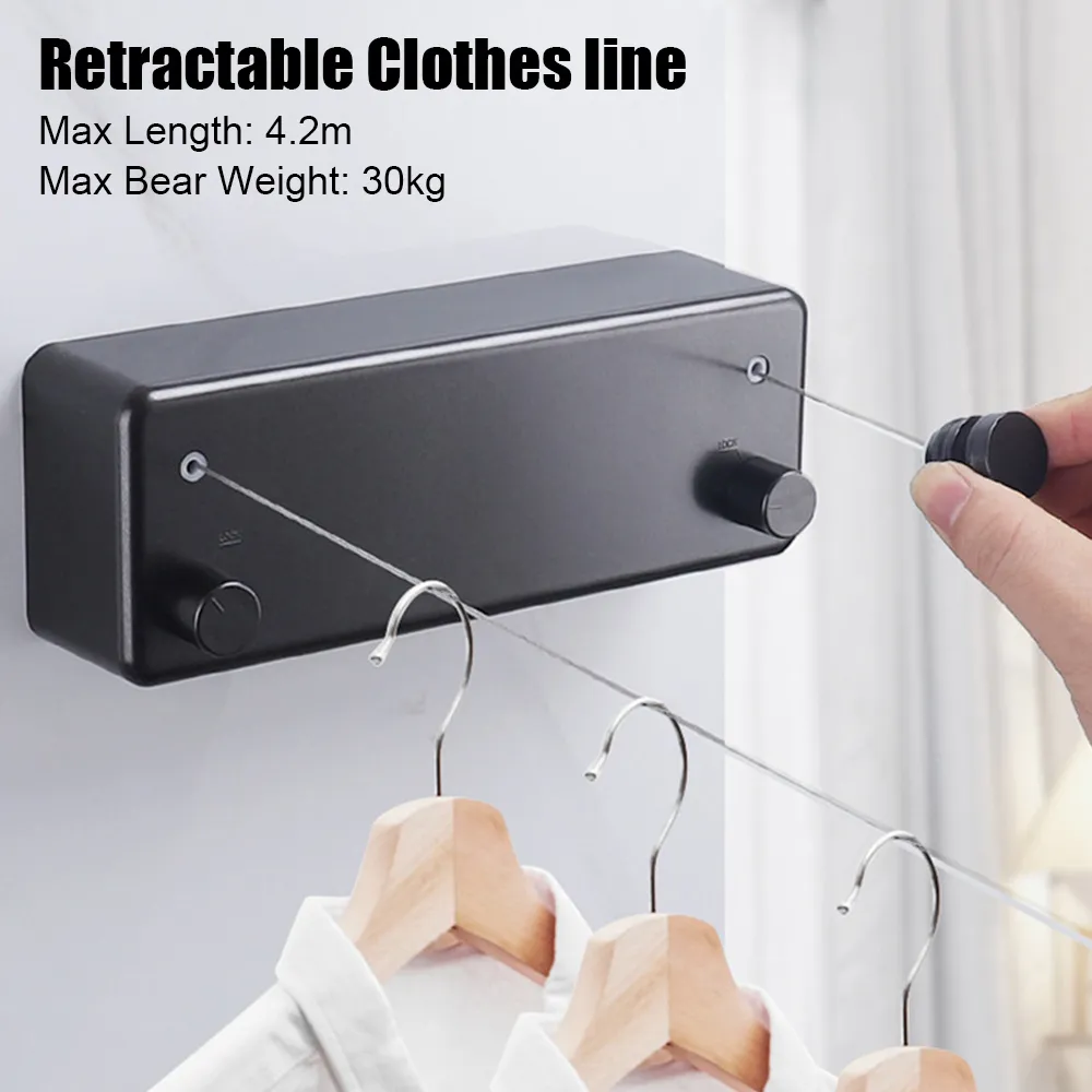 4.2m Retractable Clothesline Laundry Hanger Clothes Drying Rack Double Layer Stretchable Clothes Line 4.2m Retractable Clothesline Laundry Hanger Clothes Drying Rack Double Layer Stretchable Clothes Line