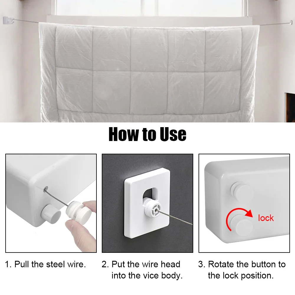 4.2m Retractable Clothesline Laundry Hanger Clothes Drying Rack Double Layer Stretchable Clothes Line 4.2m Retractable Clothesline Laundry Hanger Clothes Drying Rack Double Layer Stretchable Clothes Line