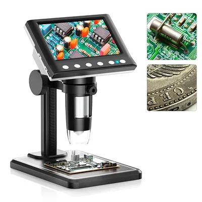 4.3” Digital Microscope 1600X Coin Microscope 1080P Video Microscope for Adult Soldering With 8 LEDs 4.3” Digital Microscope 1600X Coin Microscope 1080P Video Microscope for Adult Soldering With 8 LEDs