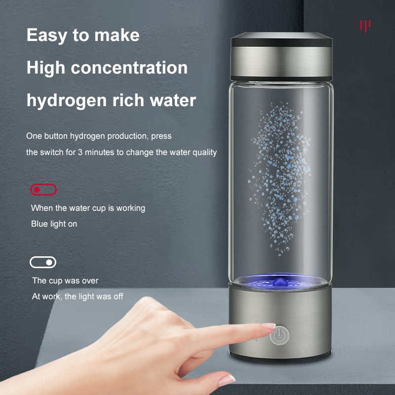 450ml Portable Hydrogen Water Generator 3 Minutes Mode High Concentration Hydrogen Water Generator