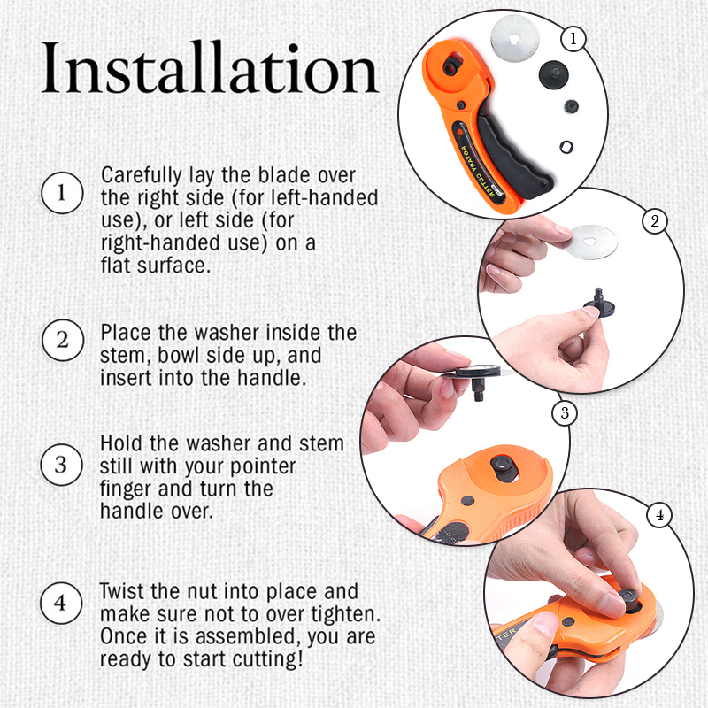 45mm Rotary Cutter Set Leather Craft Cutting Tool with Ergonomic Handle for DIY Fabric Patchworking Sewing Quilting