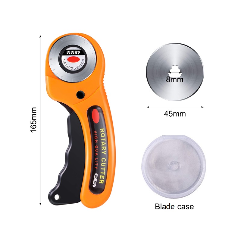 45mm Rotary Cutter Set Leather Craft Cutting Tool with Ergonomic Handle for DIY Fabric Patchworking Sewing Quilting
