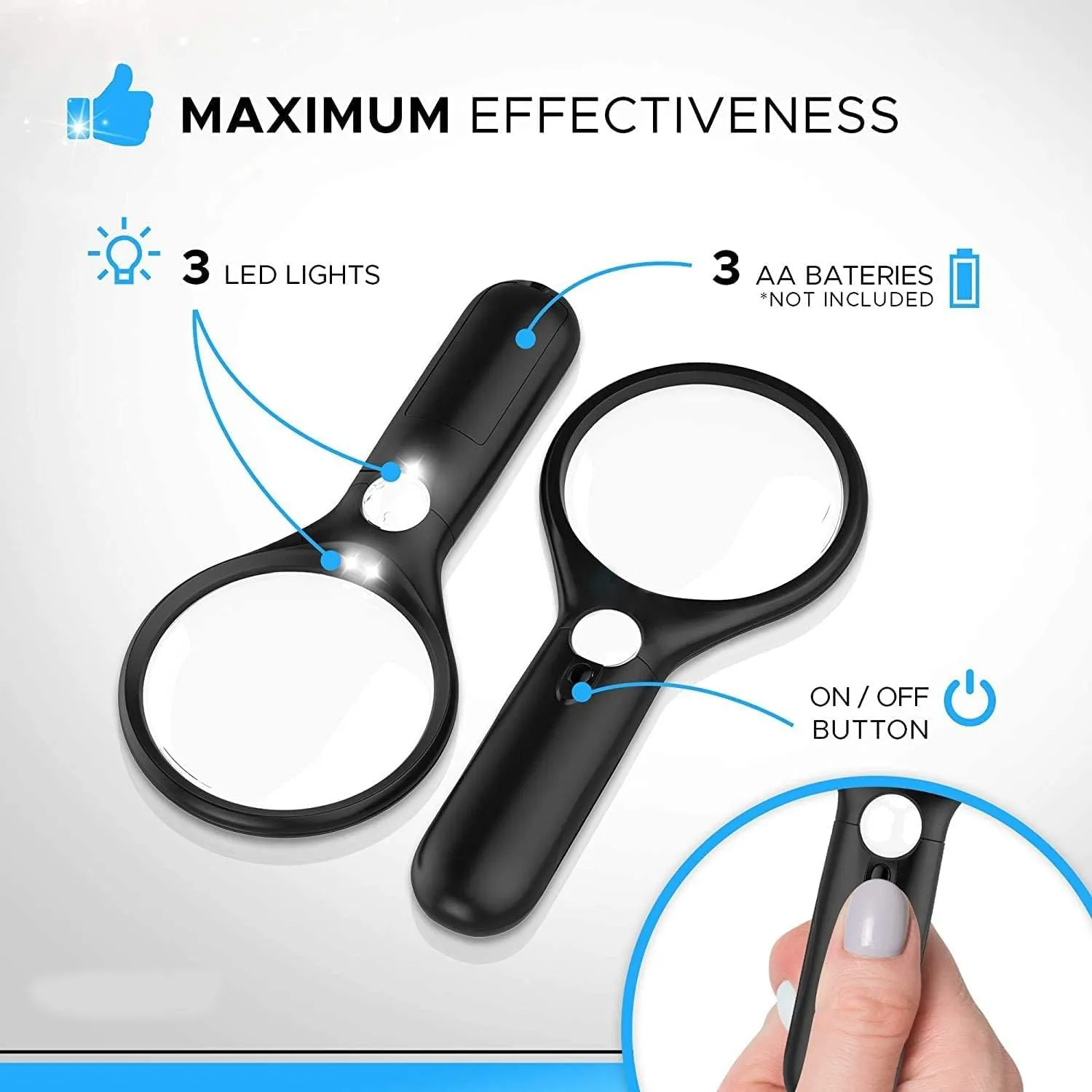 45X 3X Professional Magnifying Glass Jewelry Loupe With LED Light Handheld Magnifier Lupa For Coins Stamps Kids Seniors