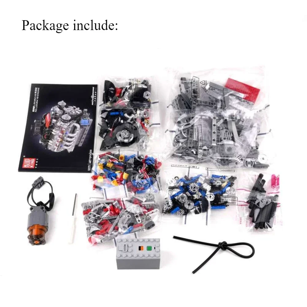 487+pcs Technical Motorized LSX454 V8 Engine Building Block Toys Educational Car Bricks Children MOC Toys Gift For Kids