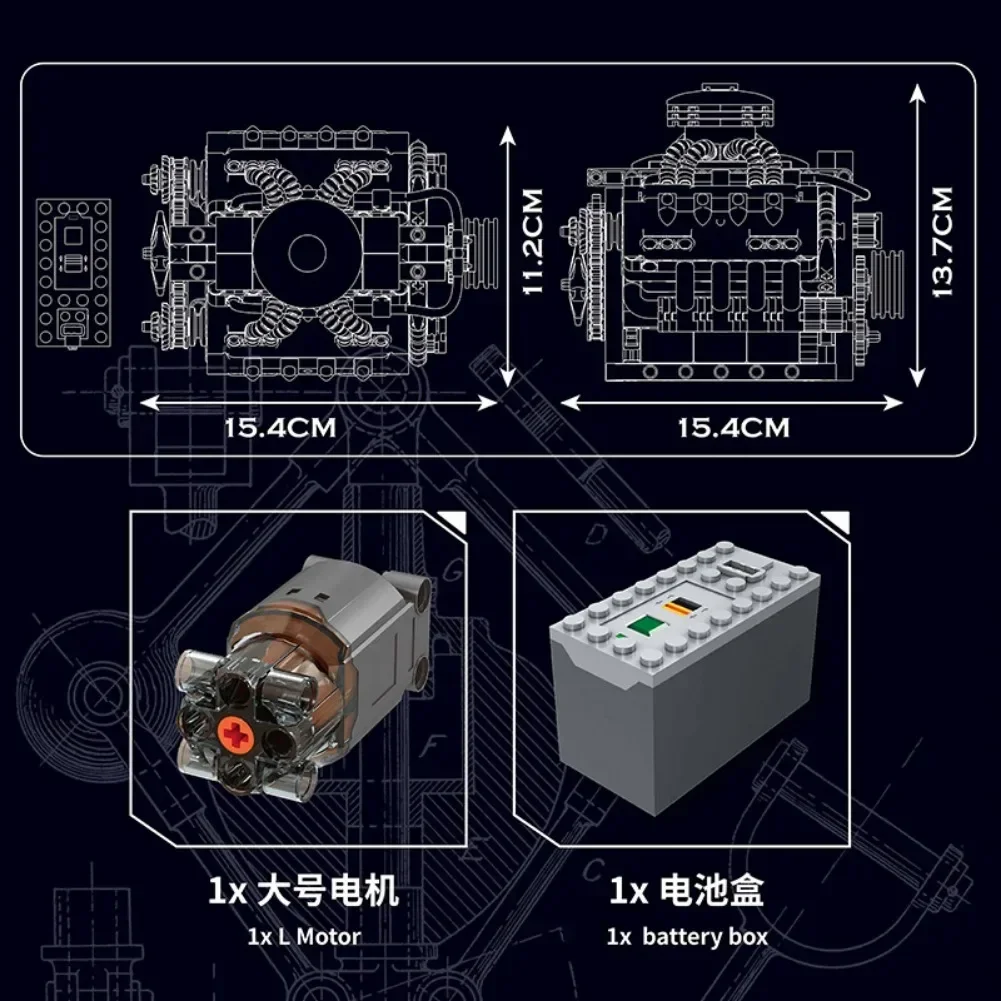 487+pcs Technical Motorized LSX454 V8 Engine Building Block Toys Educational Car Bricks Children MOC Toys Gift For Kids