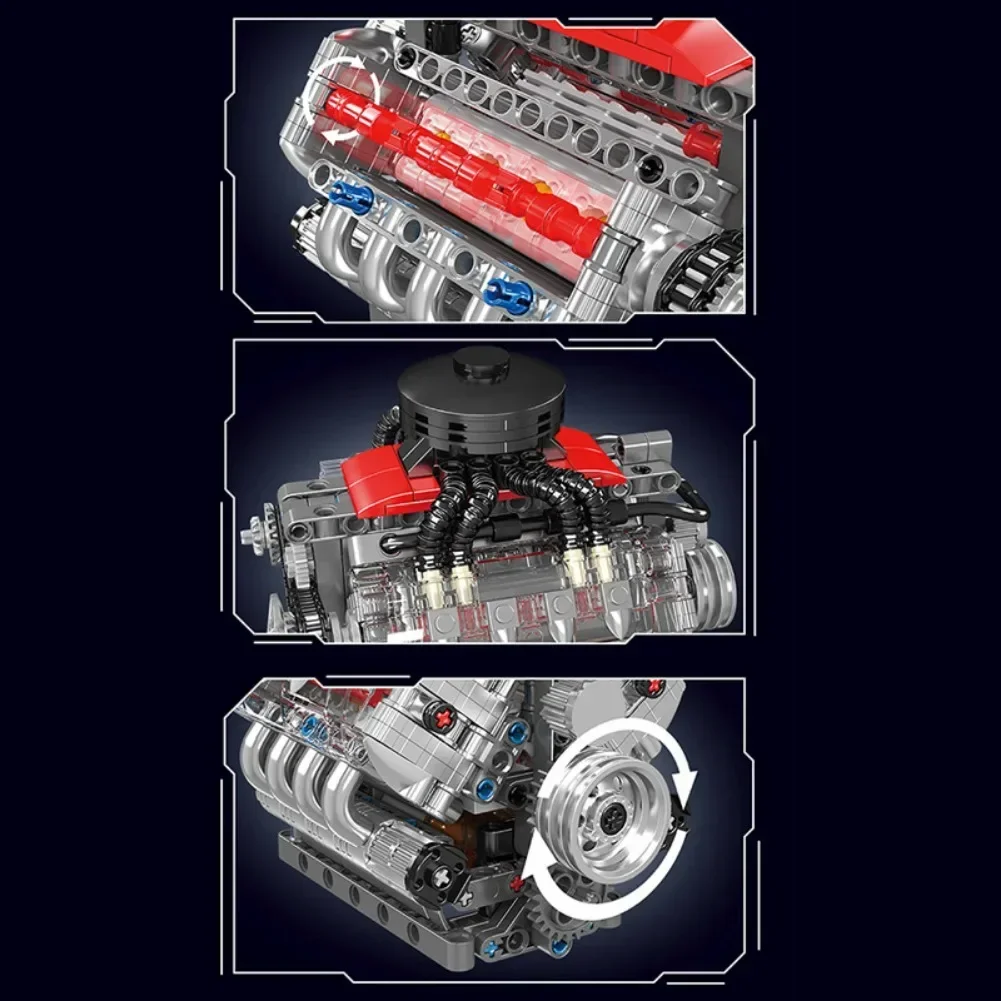 487+pcs Technical Motorized LSX454 V8 Engine Building Block Toys Educational Car Bricks Children MOC Toys Gift For Kids