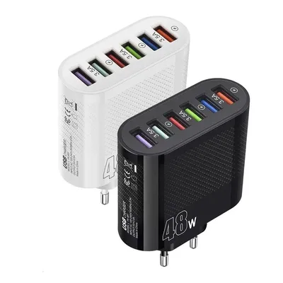 48W 6 Ports USB Charger QC3.0 Fast Charging Quick ChargerMobile Phone Charge Adapter 6 In 1