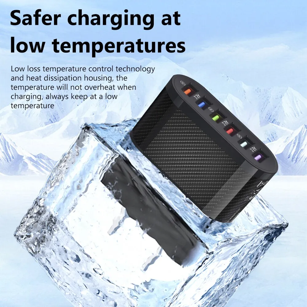 48W 6 Ports USB Charger QC3.0 Fast Charging Quick ChargerMobile Phone Charge Adapter 6 In 1
