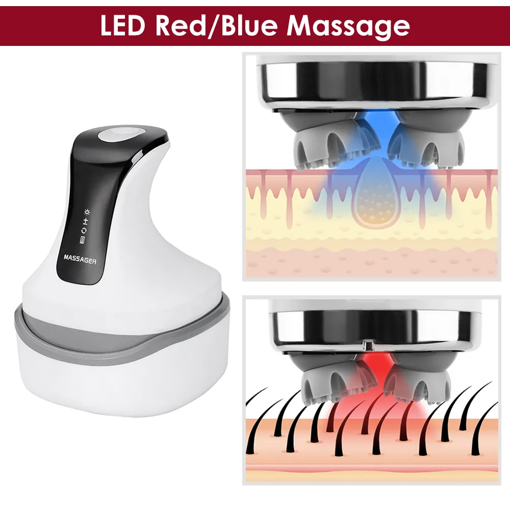 4D Electric Scalp Head Massager Health Care Red Blue Light Therapy For Hair Growth Products Antistress Kneading Head