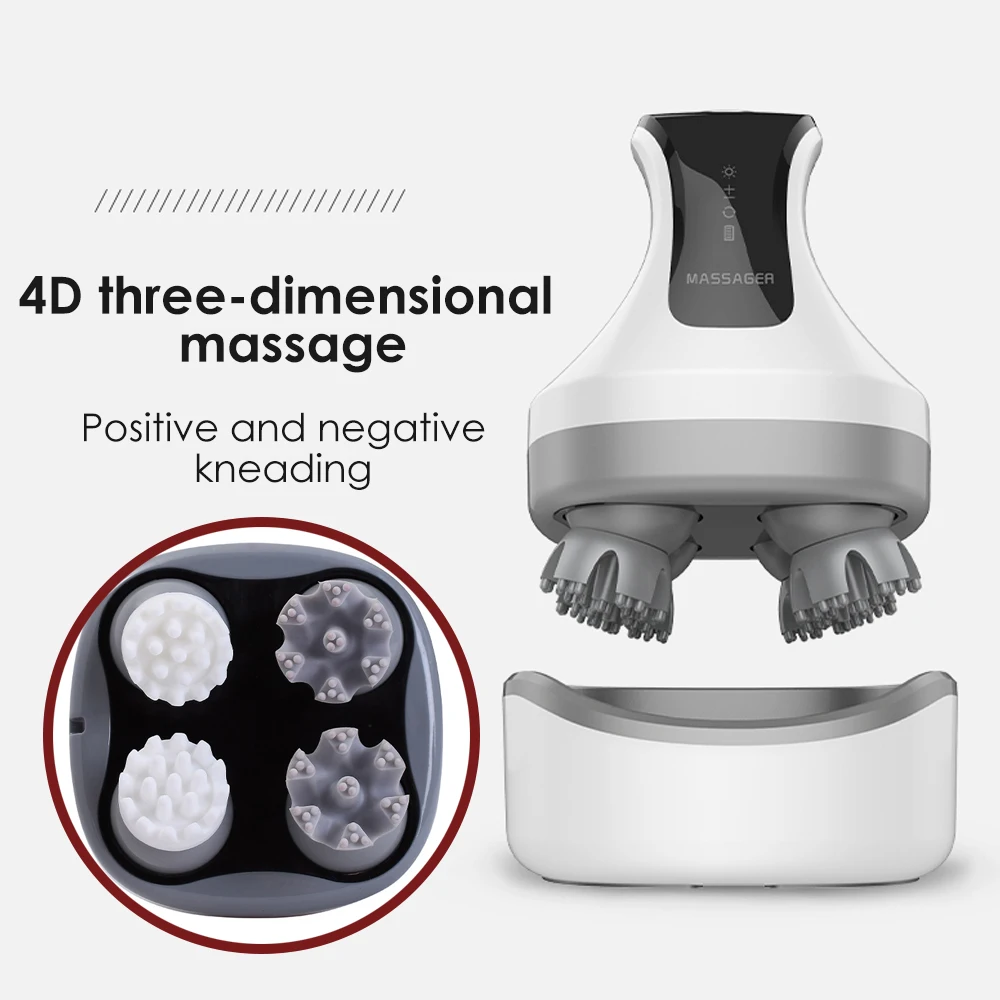 4D Electric Scalp Head Massager Health Care Red Blue Light Therapy For Hair Growth Products Antistress Kneading Head